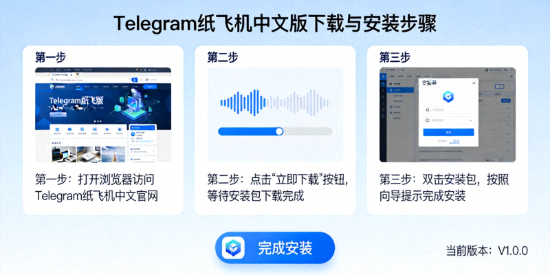 电脑屏幕上显示Telegram纸飞机中文版下载与安装步骤的详细界面