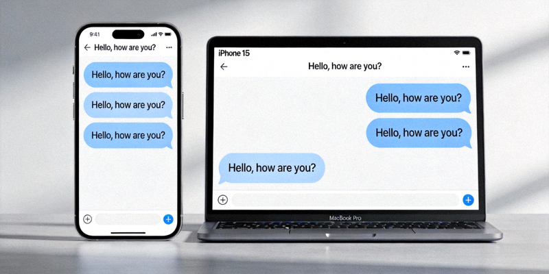 手机和电脑屏幕同时显示Telegram同步消息的对比场景
