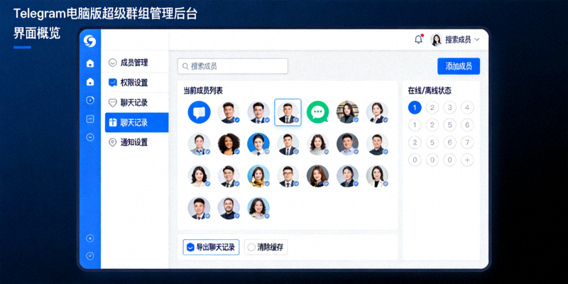 Telegram电脑版超级群组管理后台界面概览