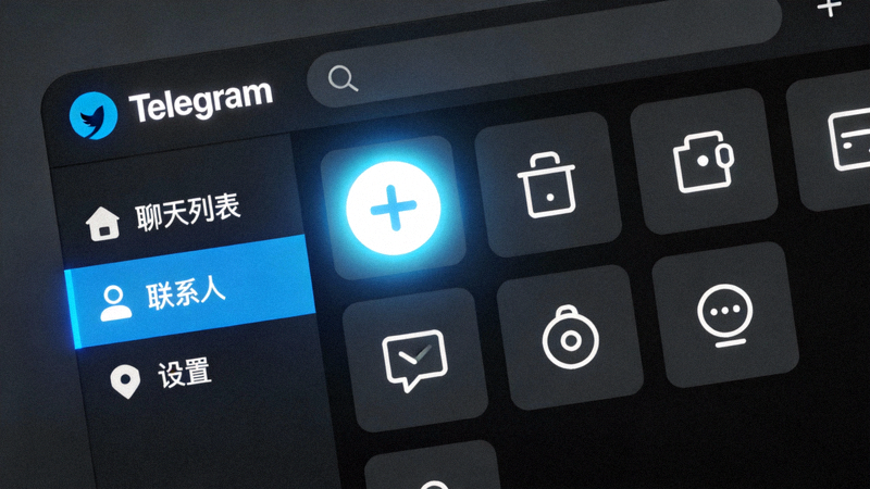 Telegram电脑版界面左上角，高亮显示新建群组按钮的位置