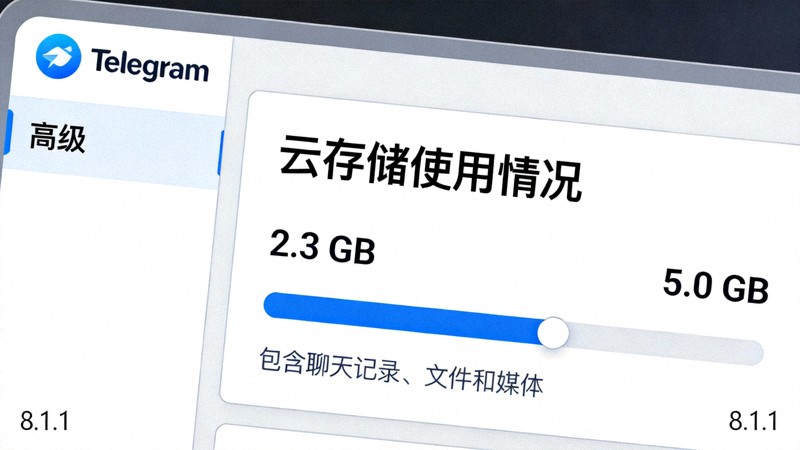 Telegram电脑版设置中显示云存储使用情况的界面截图