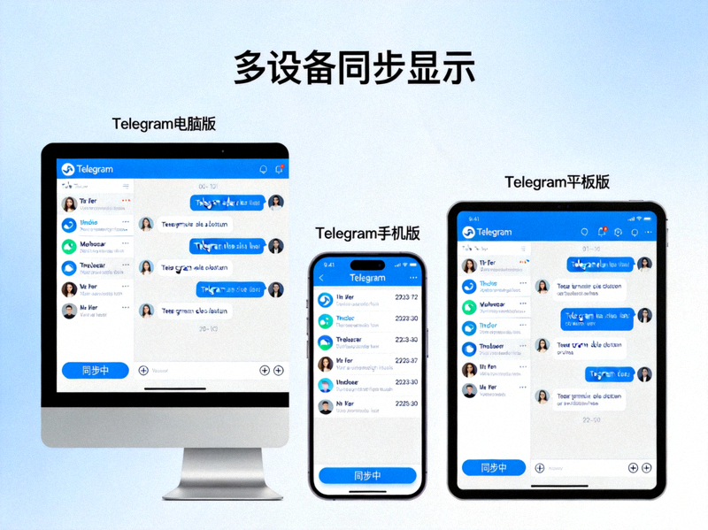 Telegram电脑版在多设备上同步显示的界面示意图