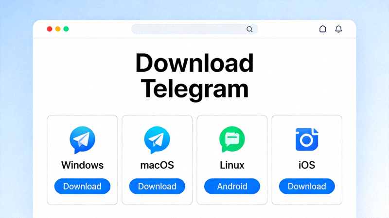 Telegram官方网站下载页面的截图，显示不同操作系统的下载选项